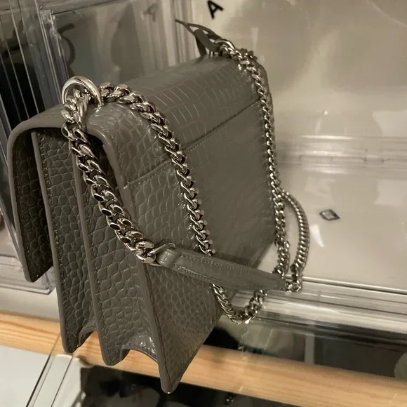 SAINT LAURENT Sunset croc-embossed shoulder bag - Picture 3 of 7